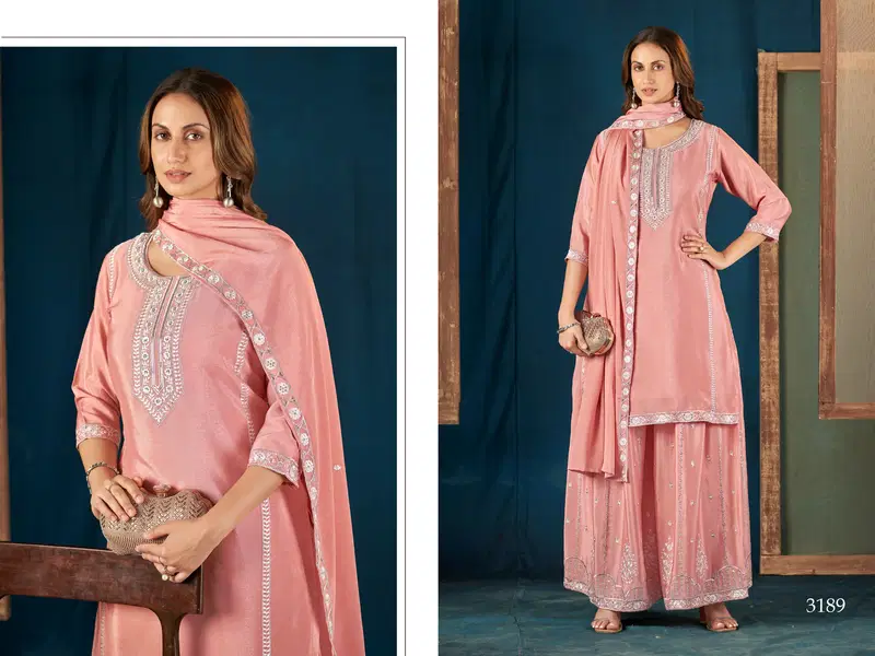 3188 To 3191 By Ladies Flavour Chinon Readymade Suits Exporters In India